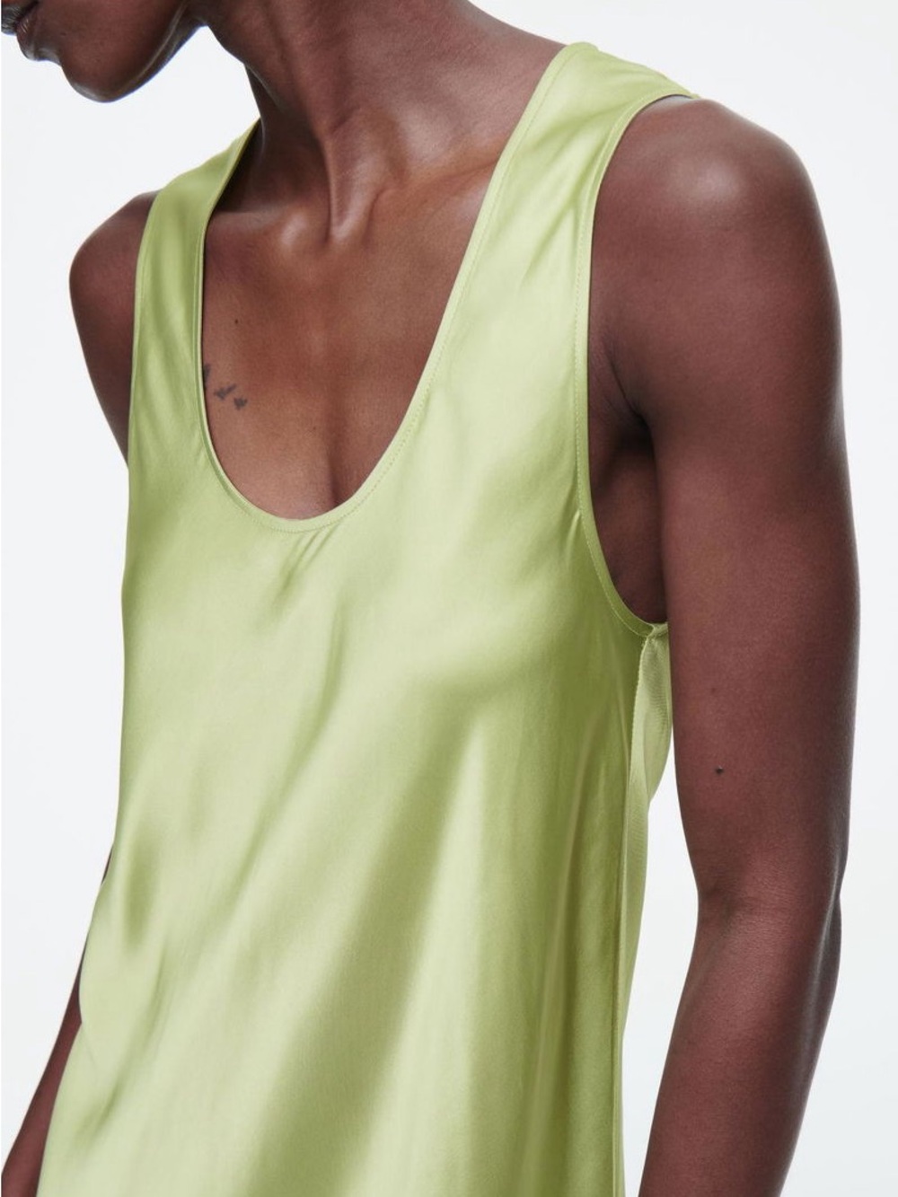 COS Lime Sage Green bias cut Sleeveless Maxi Dress - Picture 3 of 4
